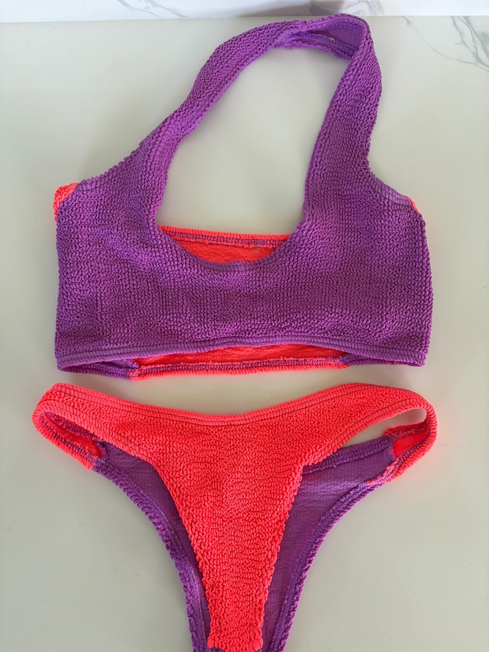 bond-eye Purple & Coral Textured Two-Piece Bikini